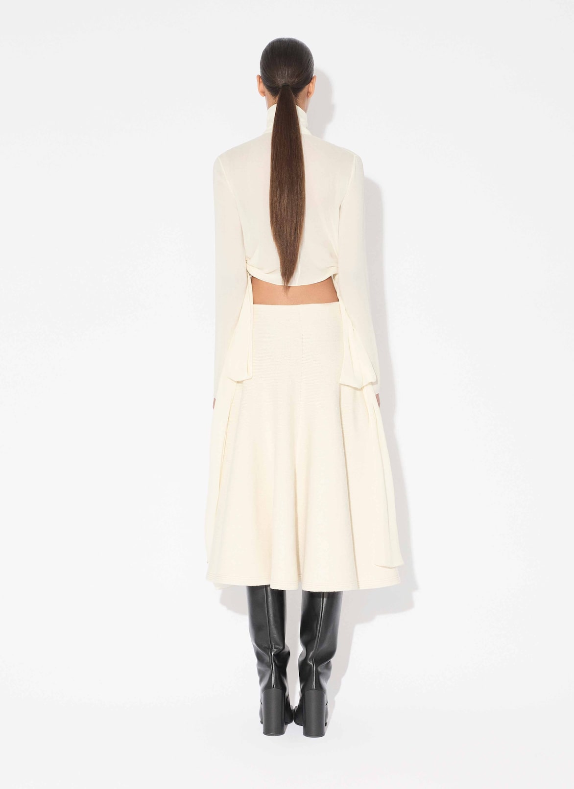 GEORGETTE BLOUSE WITH BOWS ALAÏA IVORY GEORGETTE BLOUSE WITH BOWS